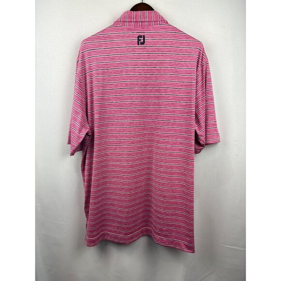 Men’s FootJoy XXL Pink with Gray & White Stripes Golf Shirt - Picture 3 of 6